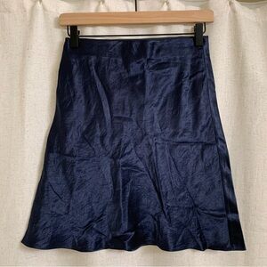 BABATON Aritzia Satin Slip Mini Skirt Navy Blue 4